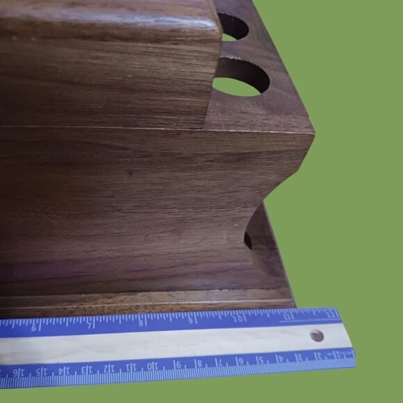 Vintage 1975 Wooden Pipe Stand Tobacco Box With Holder And Hinged Lid - Picture 5 of 12